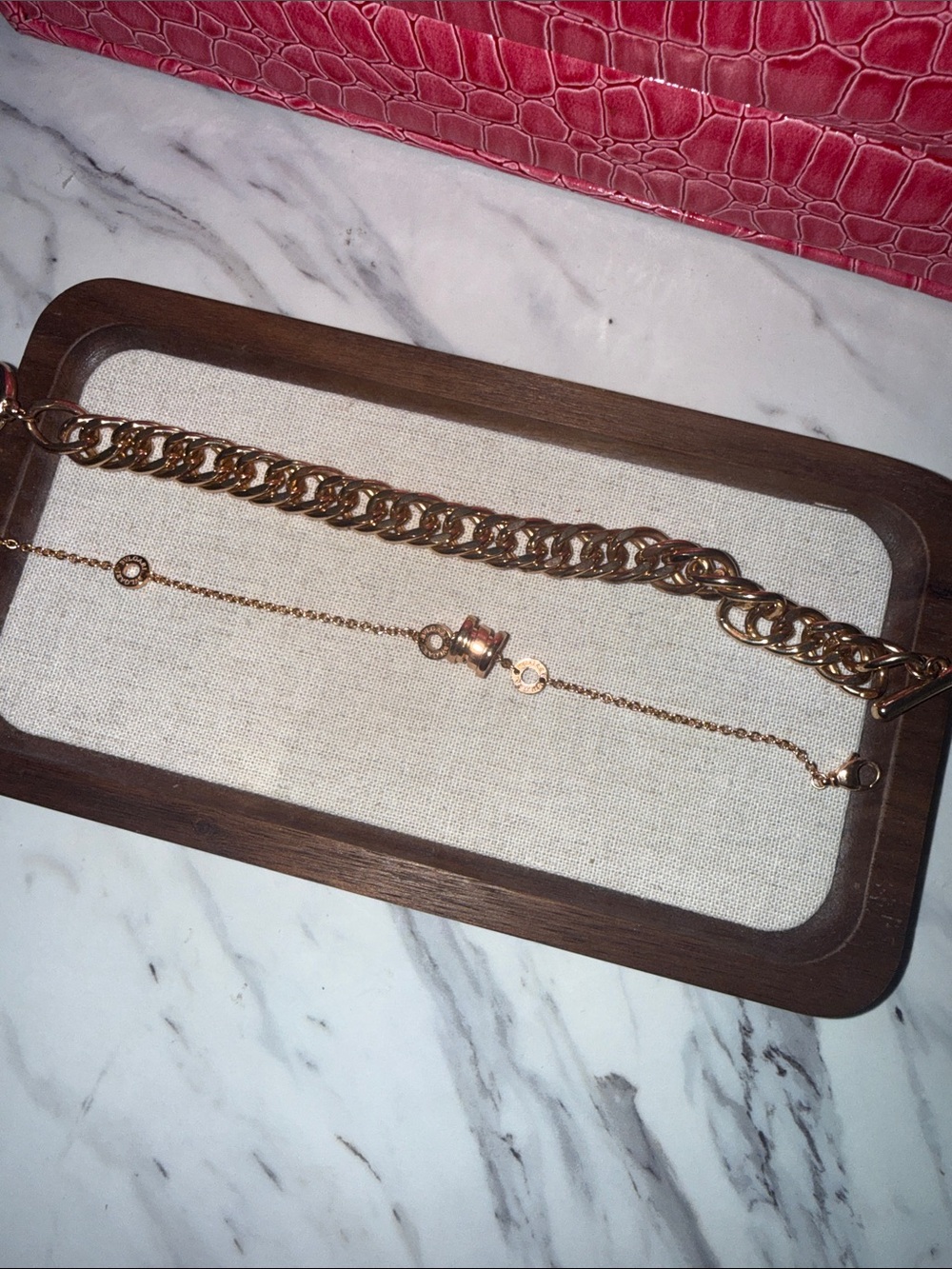 Rose Gold Chain Bracelet Set by